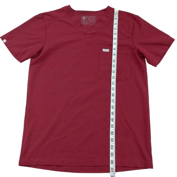 Figs Leon Three-Pocket Scrub Top Mens XS Burgundy Short Sleeve V-Neck FM1500 - Picture 6 of 10